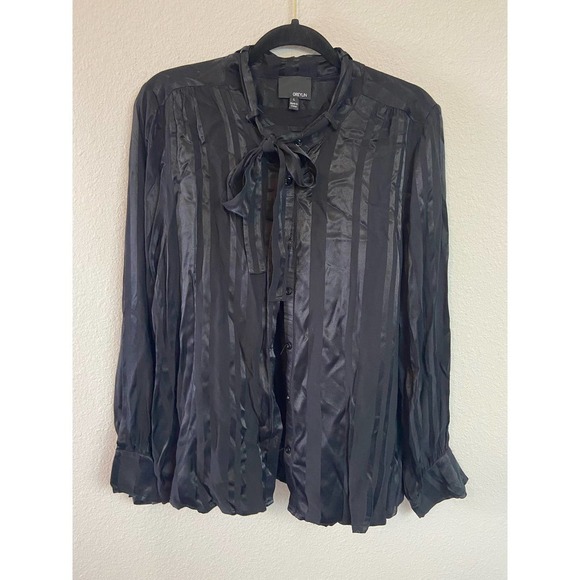 Greylin Womens button Down Chasing Shadows Black stripe size L - Picture 3 of 4